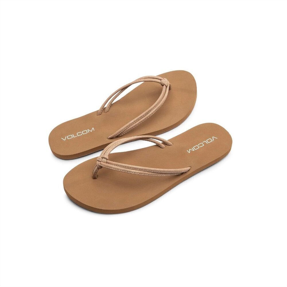 Women's Rubber Flip Flop Sandal 7 Tan Slip On Comfort Foam Arch Support